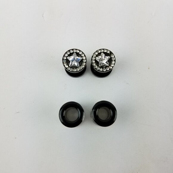 Body Rage Stainless Steel Star/CZ Plug Gauge Bundle 0G - Picture 1 of 8